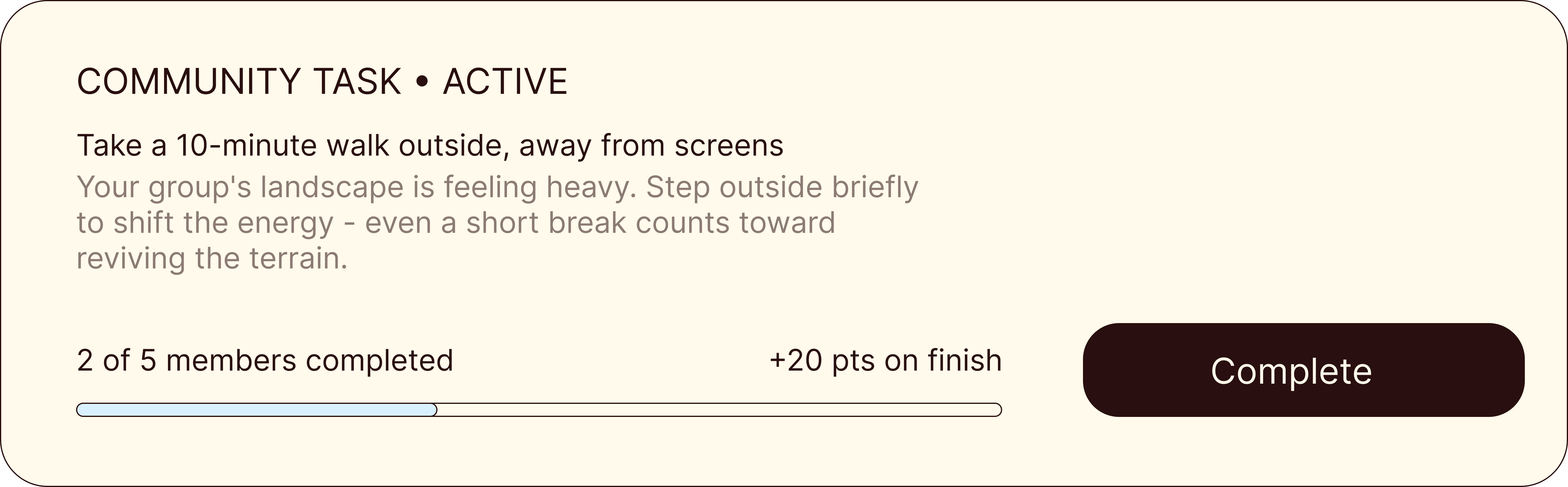 Gamification screen